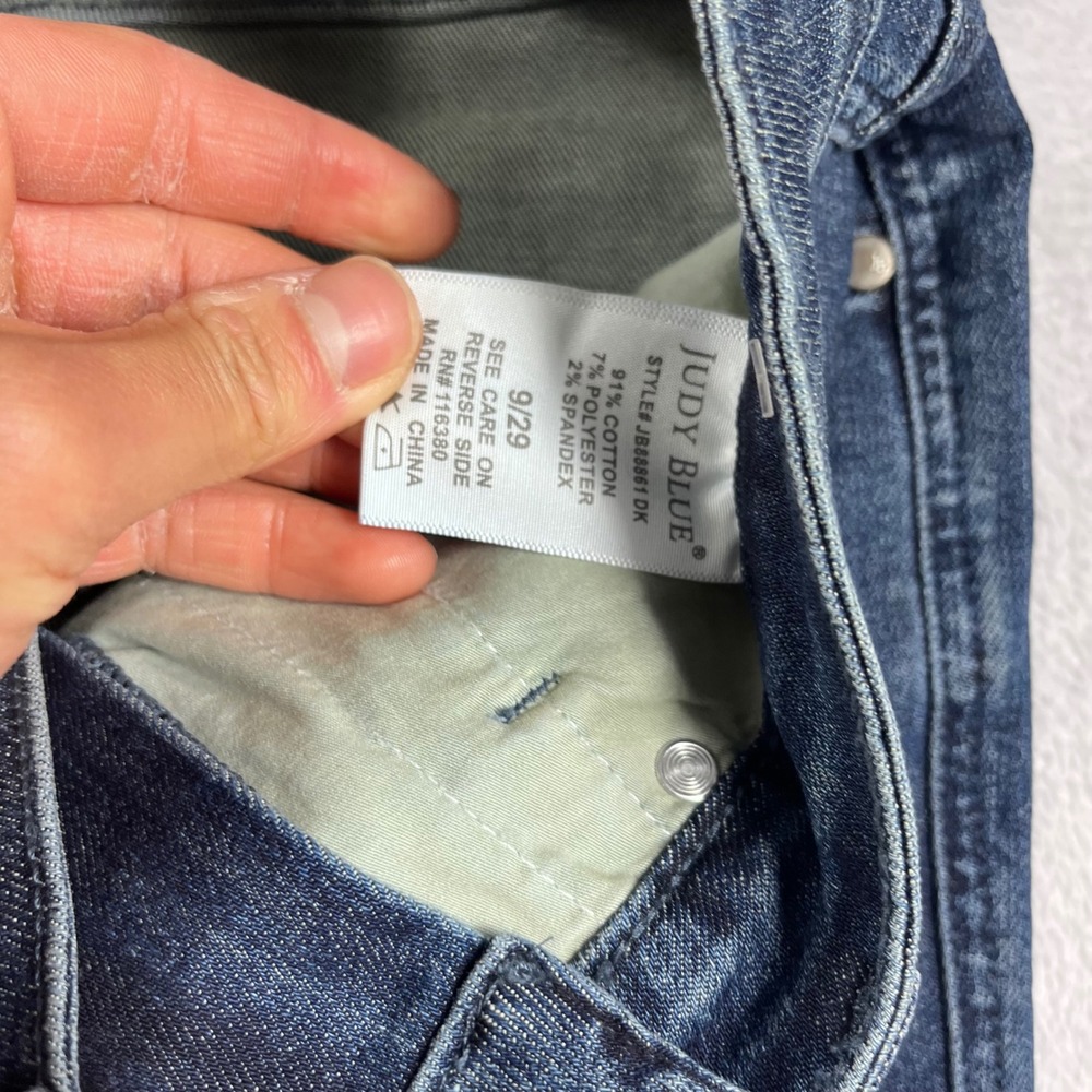 Judy Blue Straight Fit High Rise Raw Hem Jeans Dark Wash JB88861 DK Size 9/29 - Picture 4 of 12